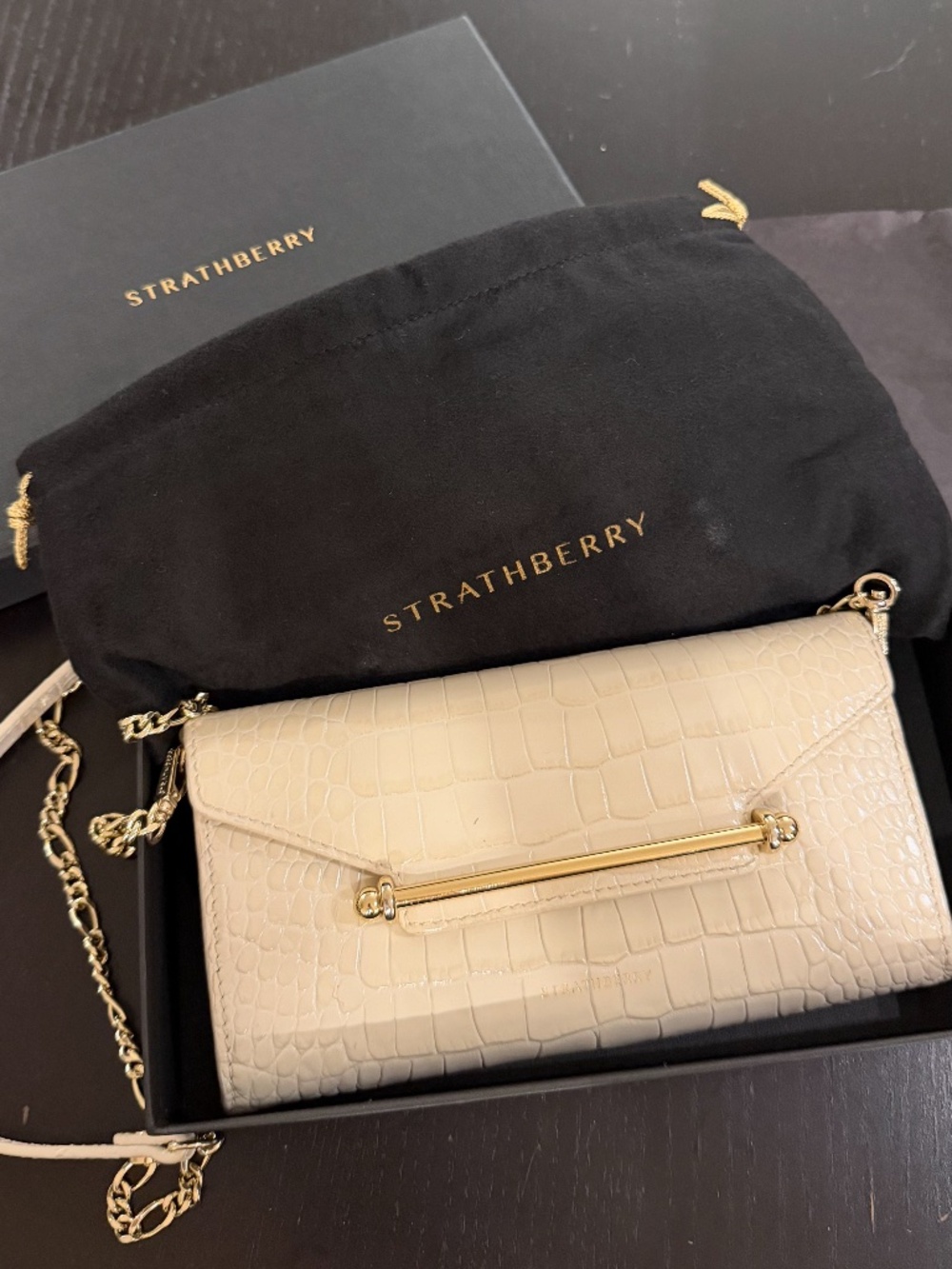 Multrees Chain Wallet - Embossed Croc Vanilla